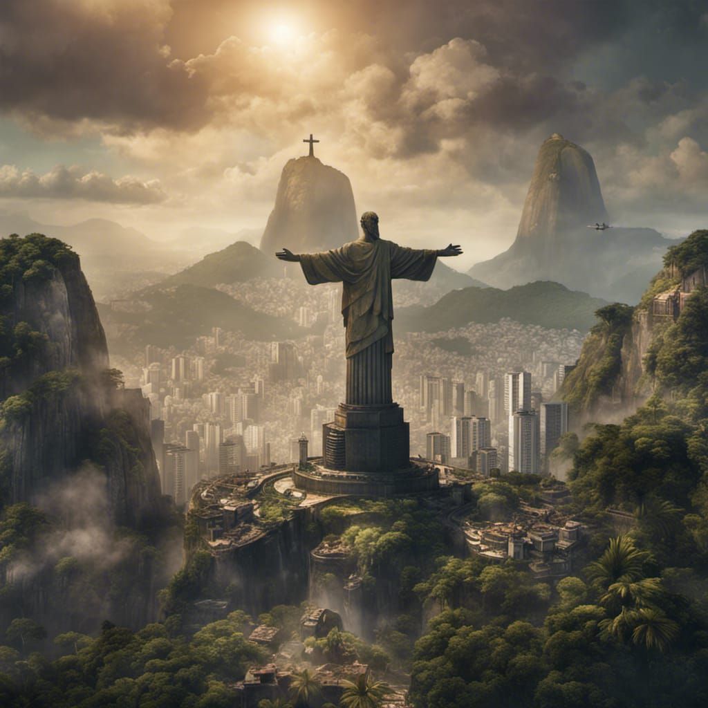 Post-Apocalyptic Christ the Redeemer in Rio: 8K Art