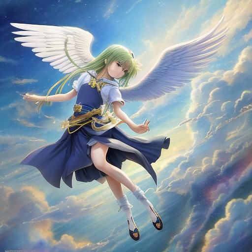 Anime Angel Girl in Japanese Manga Style