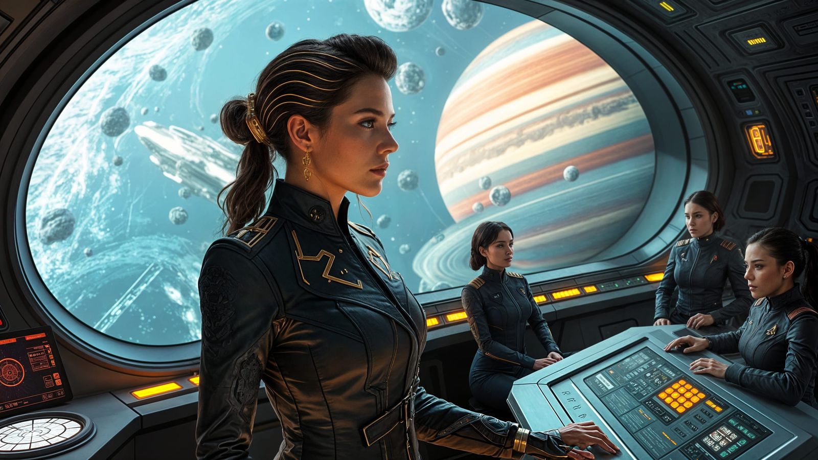 Cyberpunk Starship Captain in Futuristic Helm