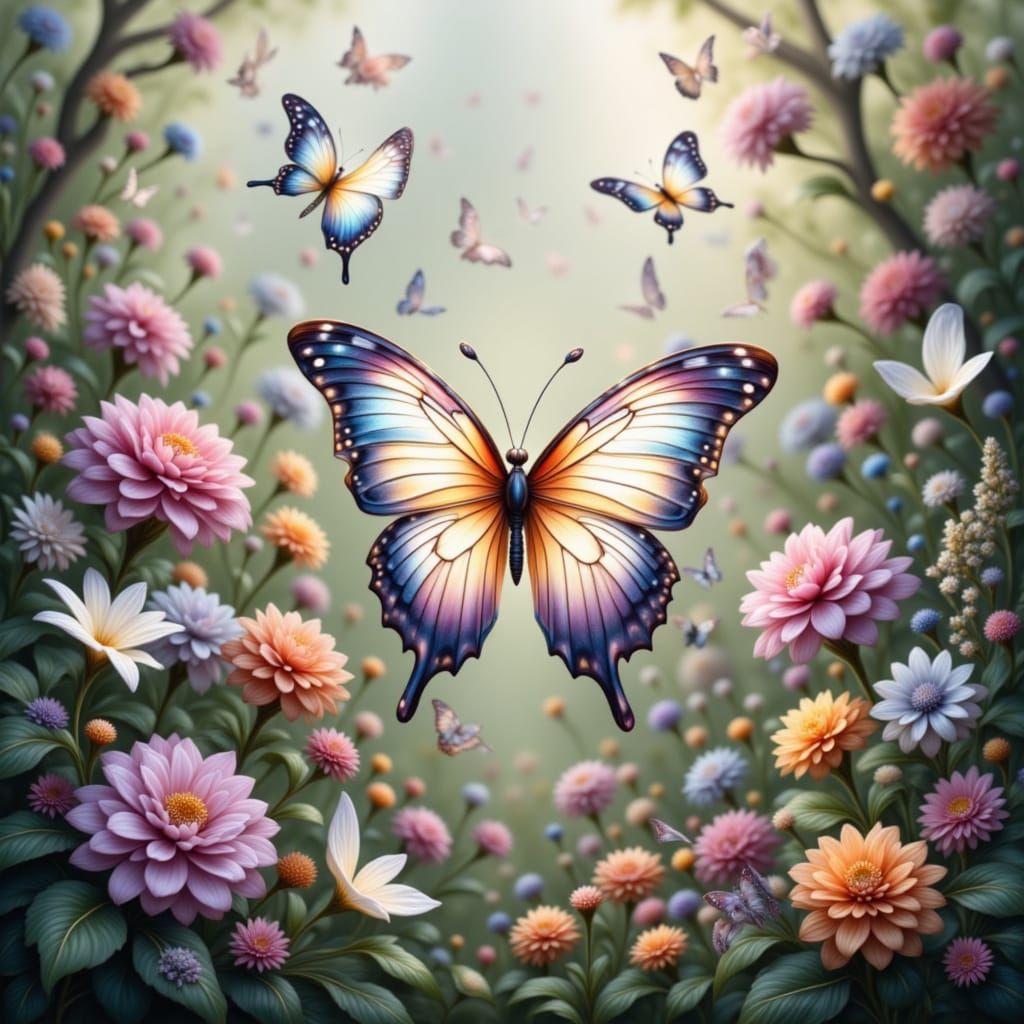 Whimsical Butterflies in Enchanted Fantasy Landscapes