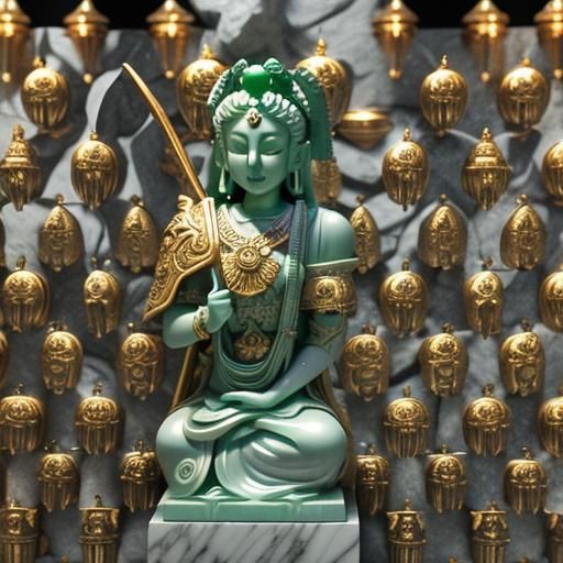 Jade and Marble Netsuke Figurines in 3D