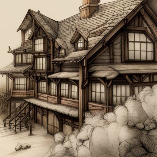 Fantasy Orphanage: Architectural Paper Sketch