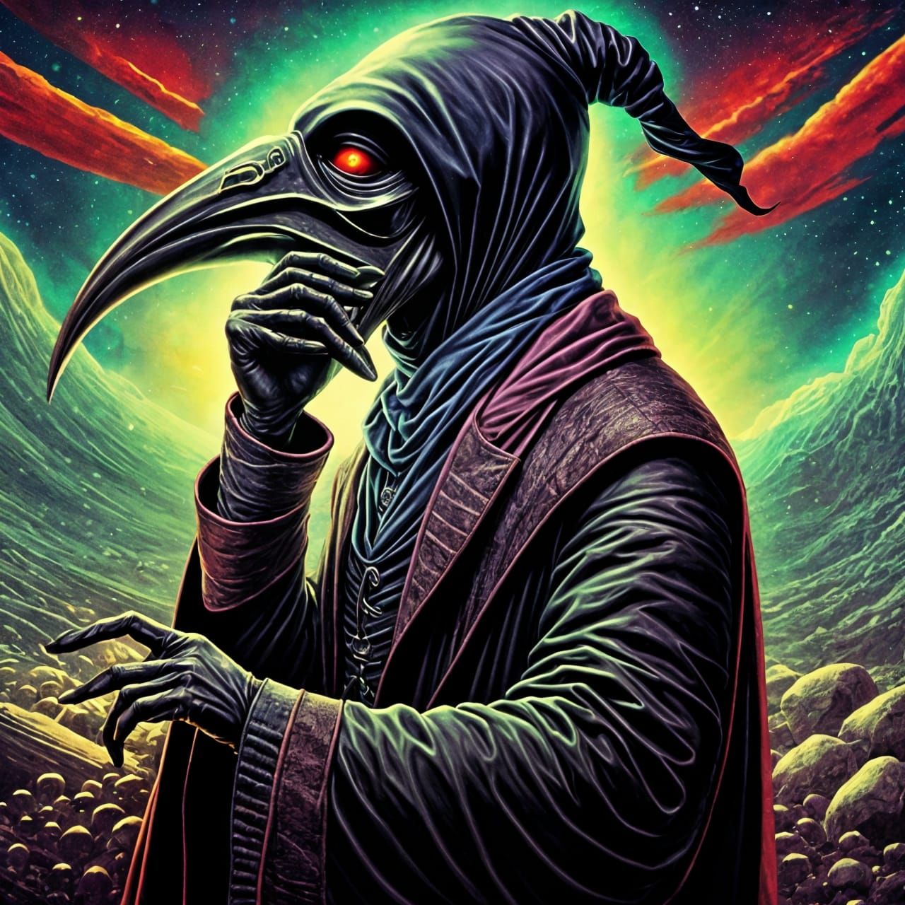 Plague Doctor with Alien Soft Glow