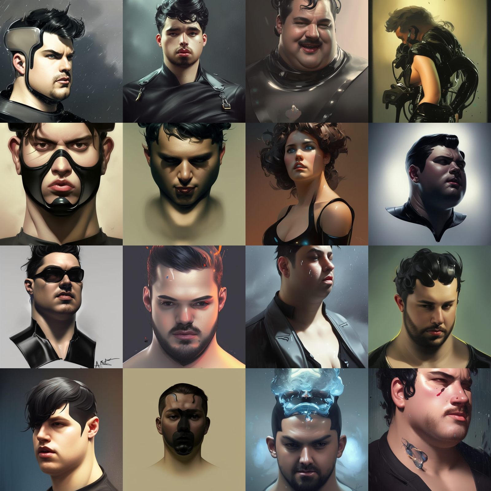 Hyperdetailed Portrait of Man in Black Latex