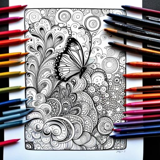 Intricate Butterfly Line Art Coloring Page