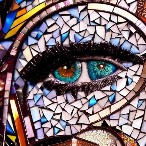 Mosaic Woman Sculpture in Digital Art Style