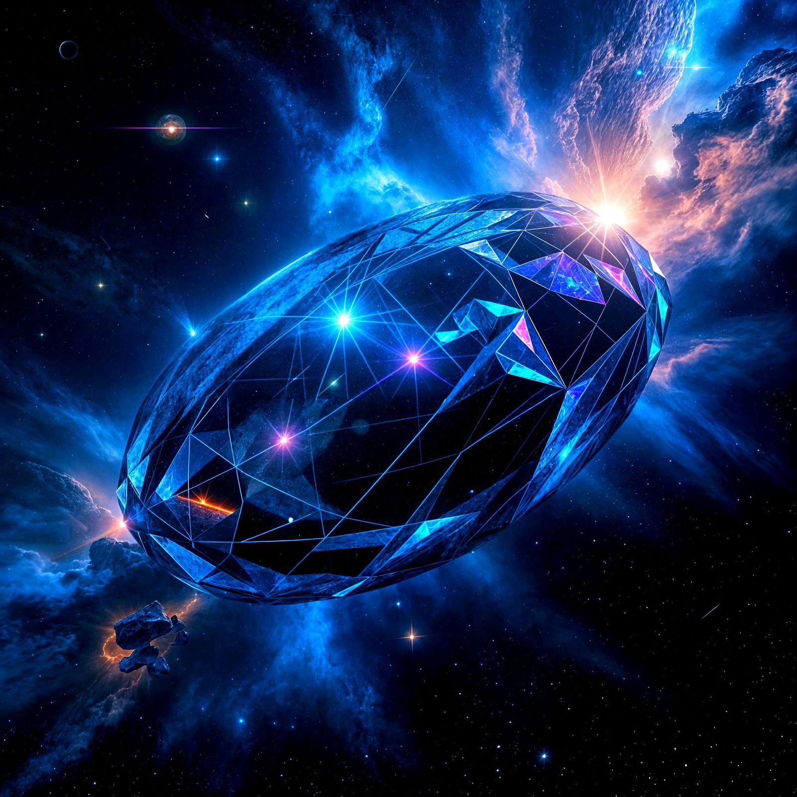 Holographic Asteroid in Silken Texture