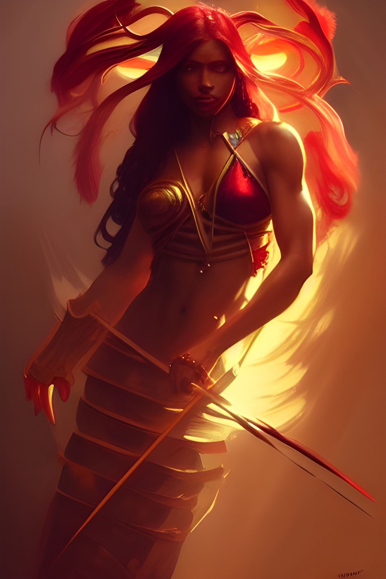 Garnet Warrior Concept Art in Kinetic Pointillism