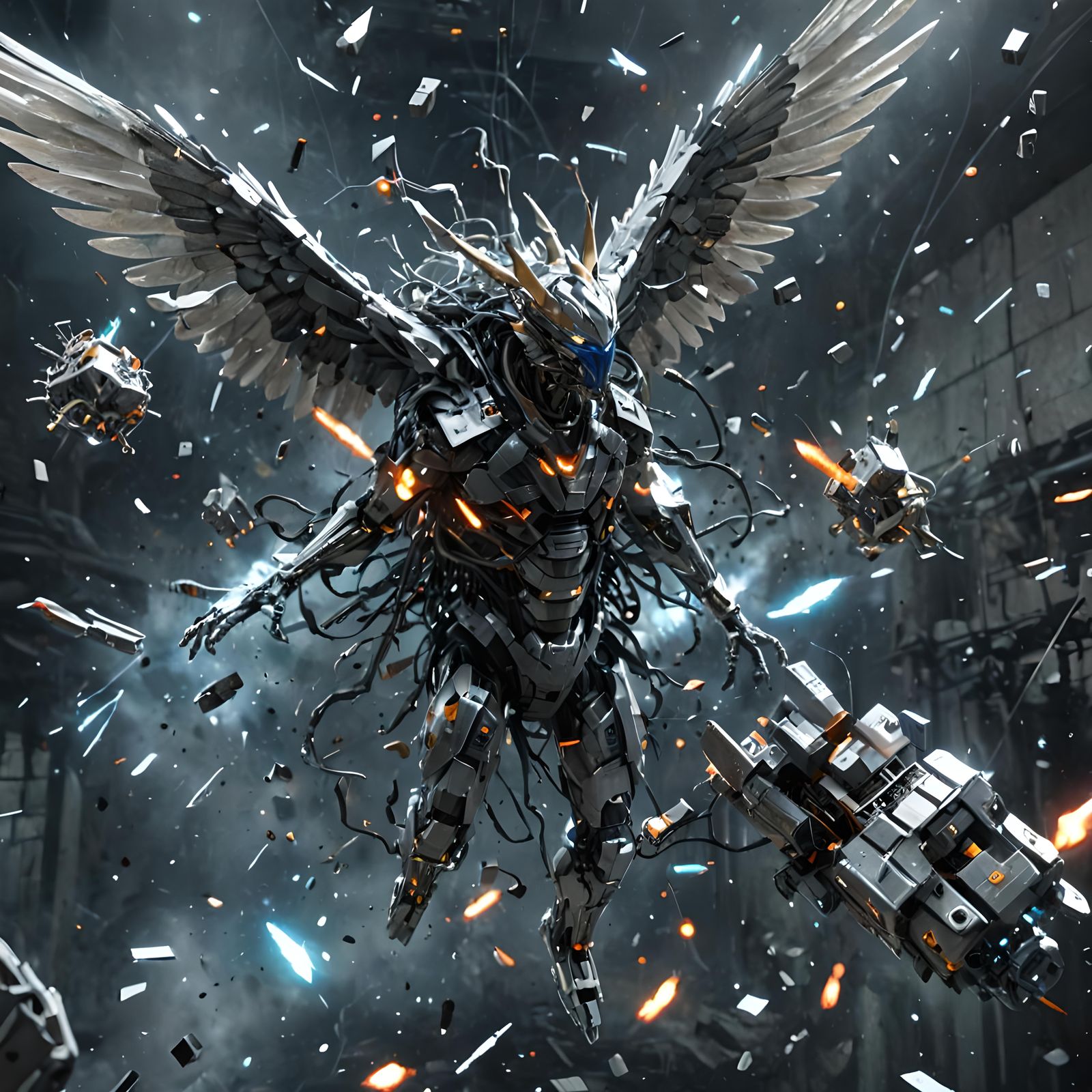 Abstract Flying Entity: Chaotic Fusion of Elements