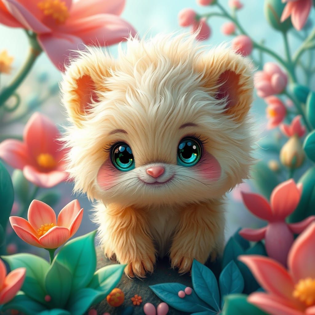 Whimsical Wonderland Creature in Golden Beige