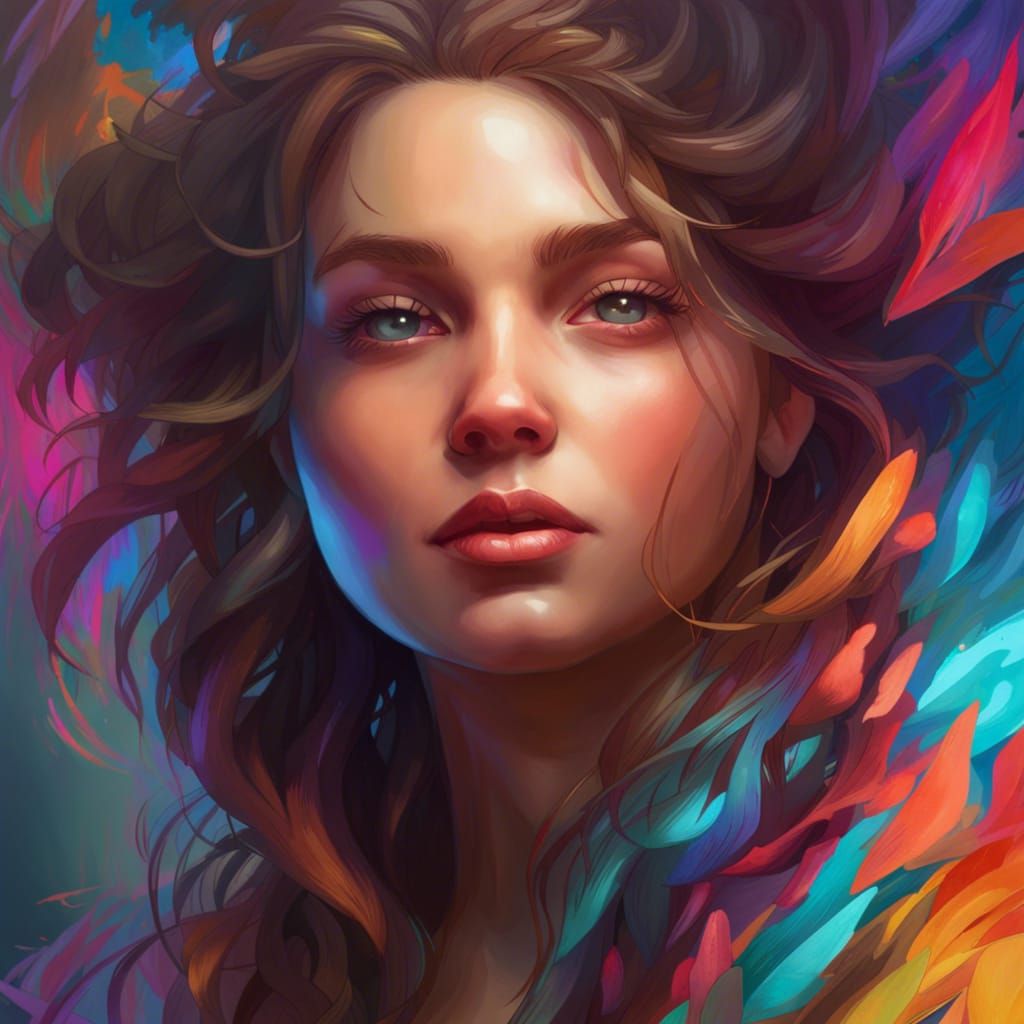 Mysterious Portrait in Vibrant Colors and Dynamic Lighting