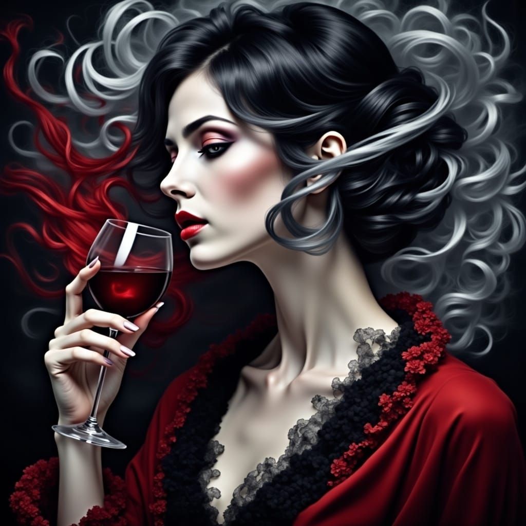Gothic Noir Portrait in Red