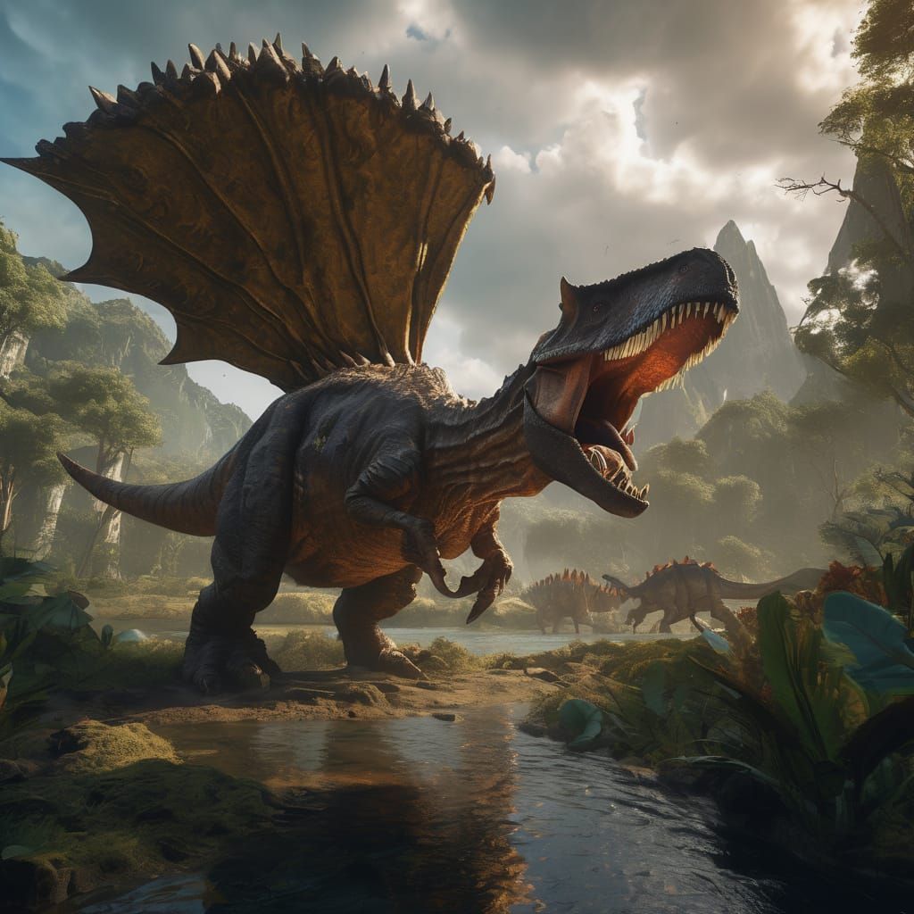 Dinosaur Hybrid Concept Art in a Swamp