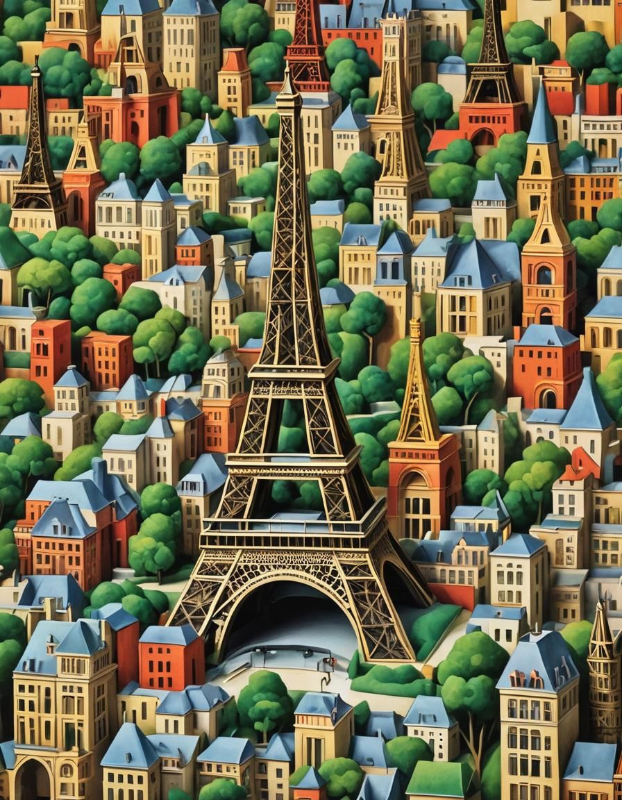 Eiffel Tower Diorama in Art Deco Style