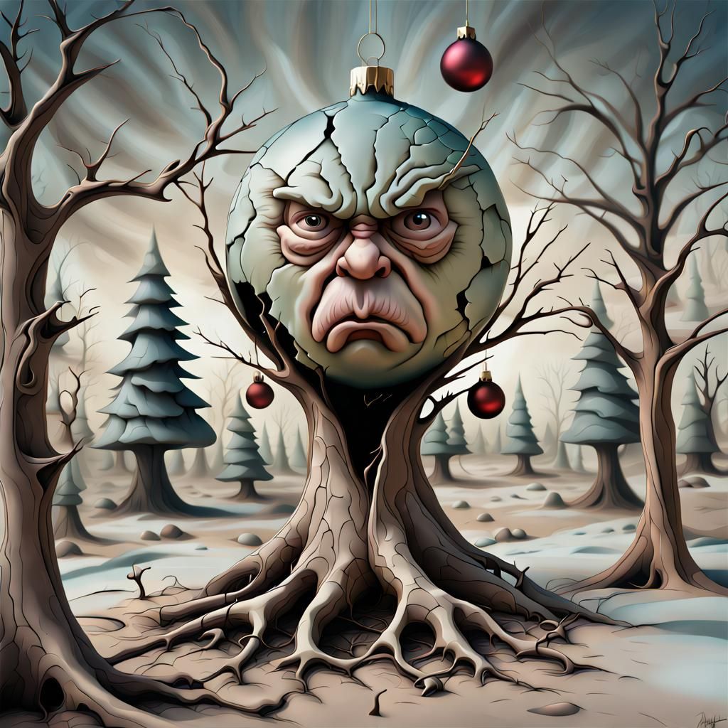 Surreal Abstract Christmas with Broken Ornaments