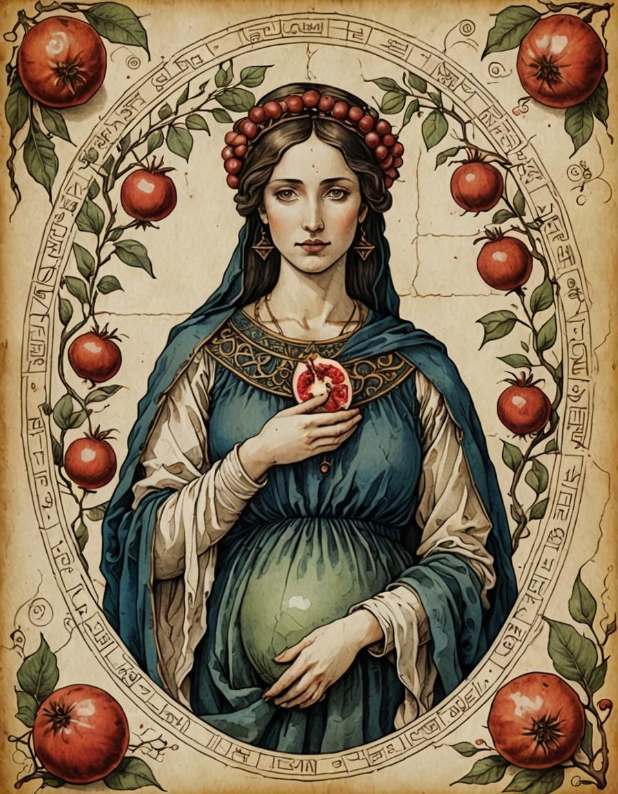 Pregnant Empress Tarot Card in Renaissance Style