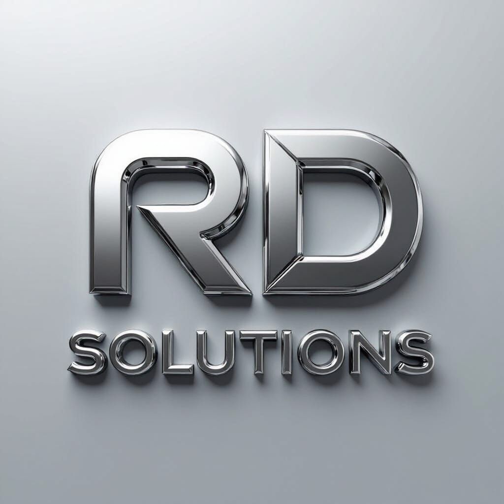 Sleek 3D Chrome RD Logo with Modern Design