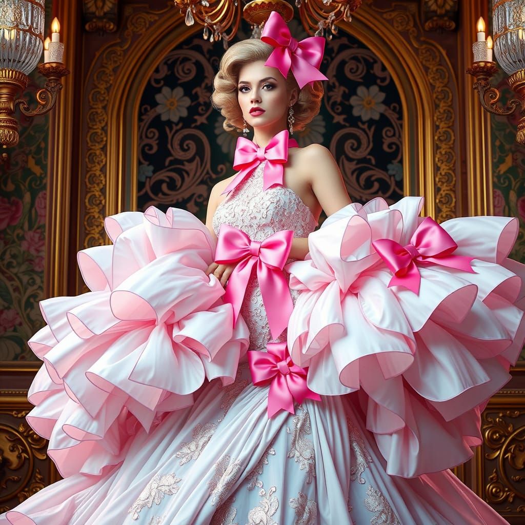 Pink Bows Adorn Haute Couture Dress
