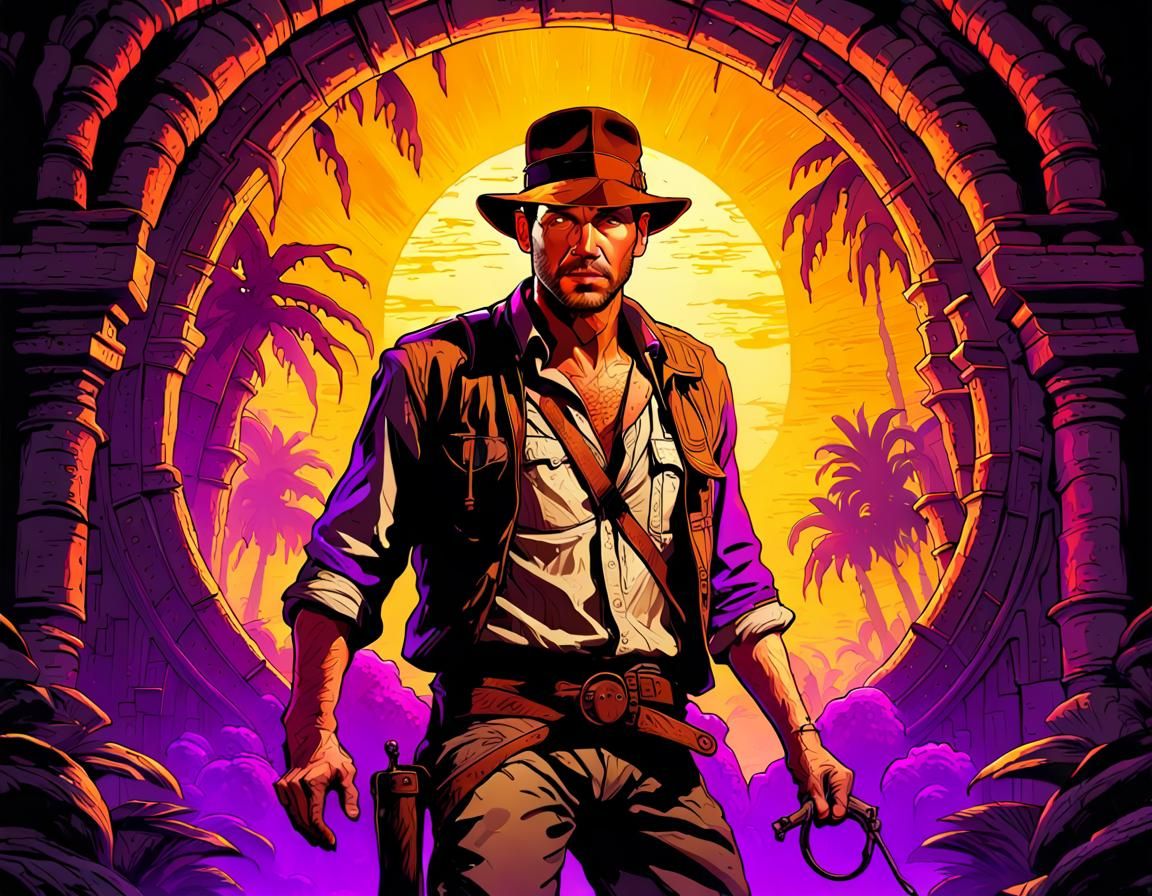 Indiana Jones Black Light Art in 8k Resolution