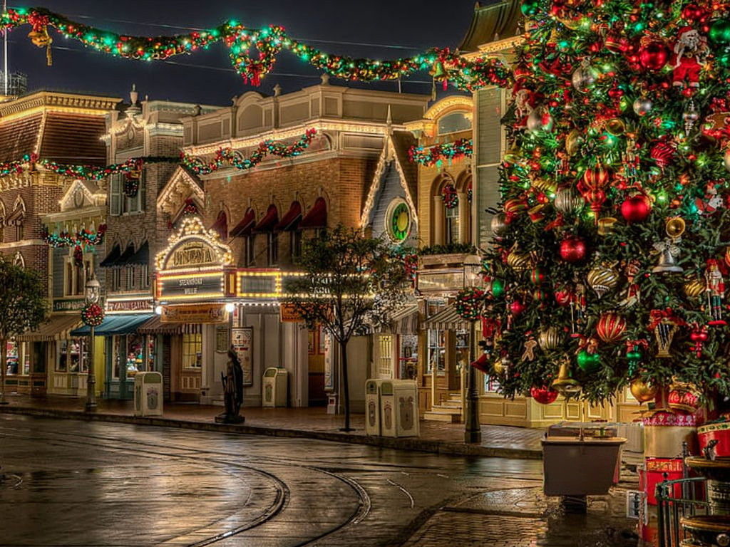 Festive Christmas Street in Detailed Matte Painting