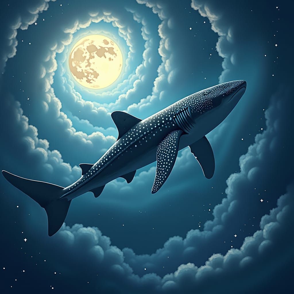 Celestial Whale Shark in Dreamy Lunar Expanse