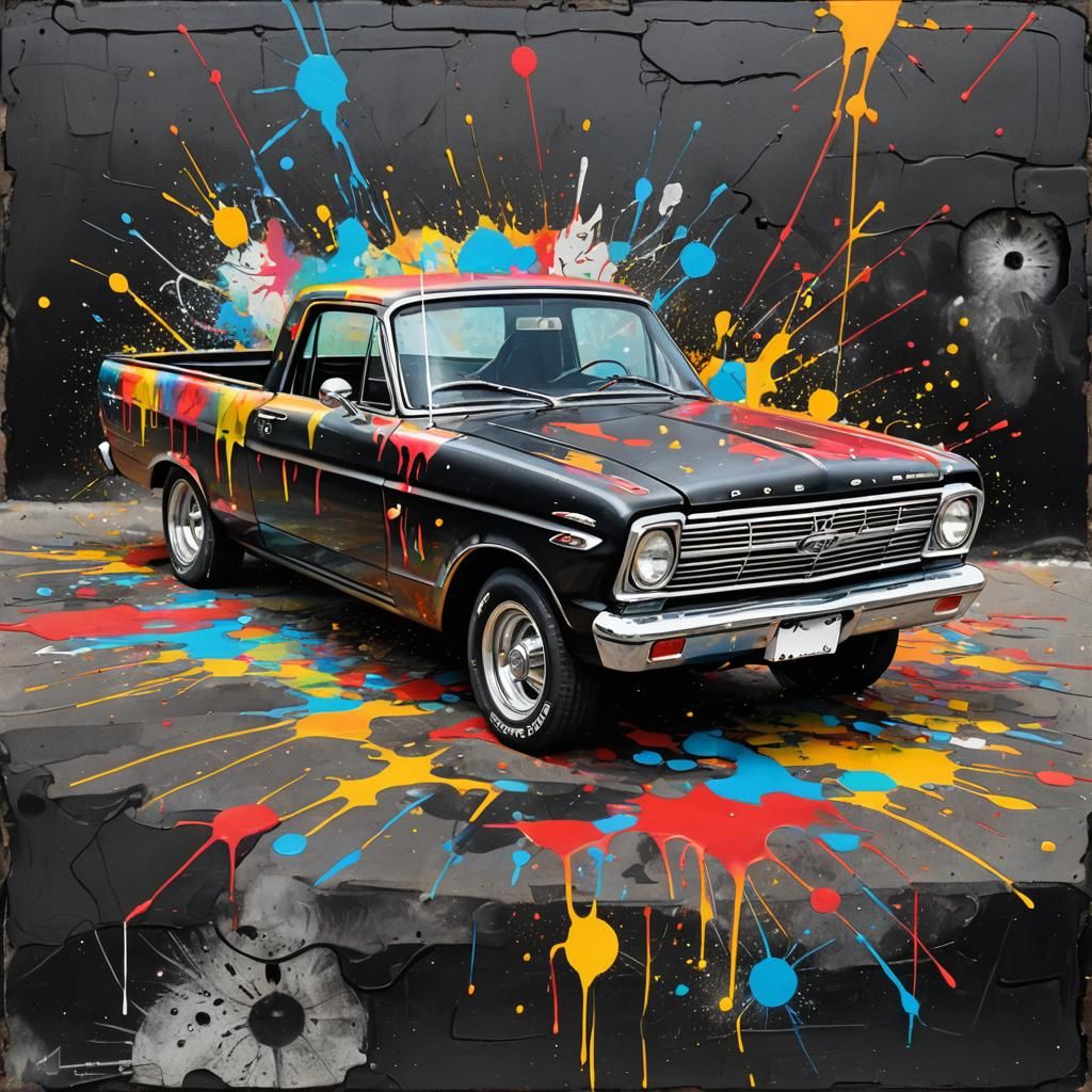 1966 Ford Ranchero in Graffiti Splash Art Style