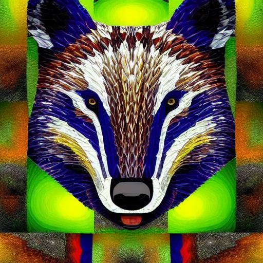 Mosaic Badger in Neo-Impressionist Expressionist Style