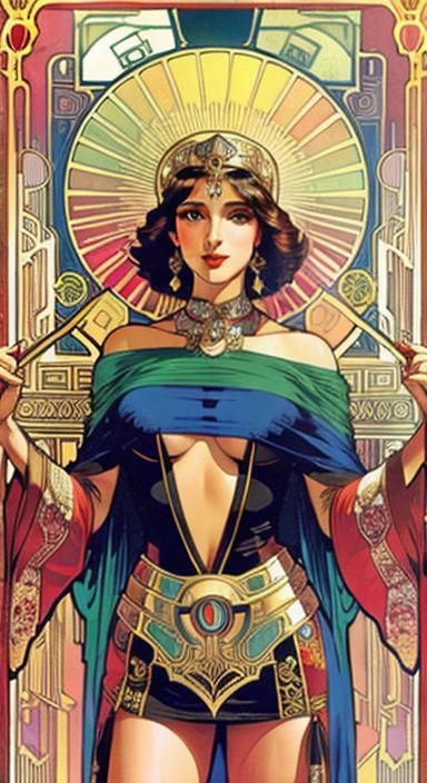 Colorful Art Deco Design in Alphonse Mucha Style