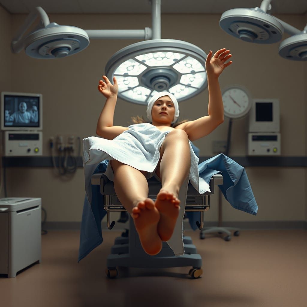 Photorealistic Woman Falls Off Surgical Table