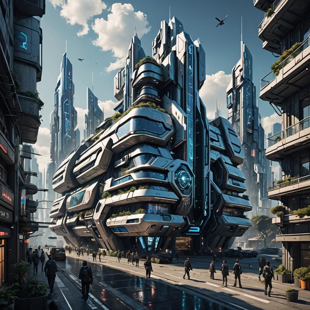 Futuristic Utopian Cityscape Architecture