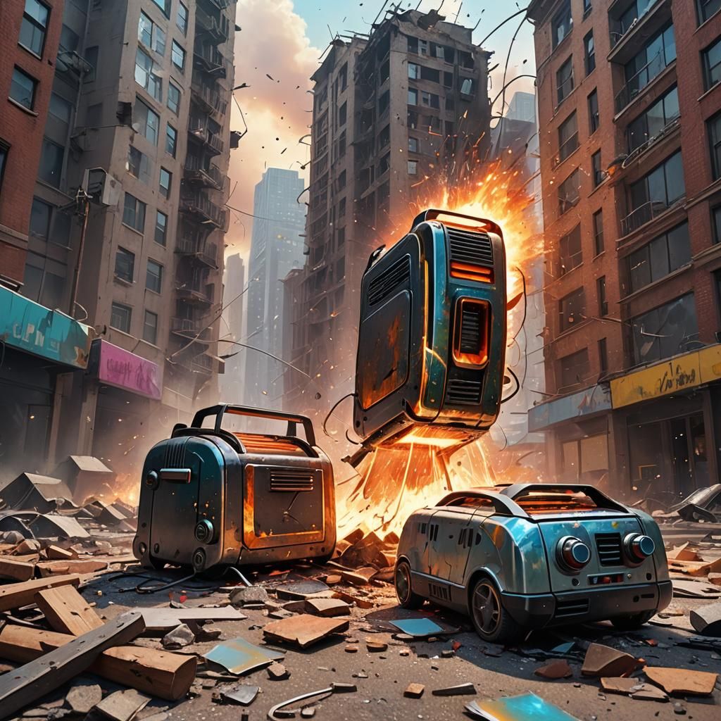 Toaster vs Vacuum Cleaner: Epic Concept Art