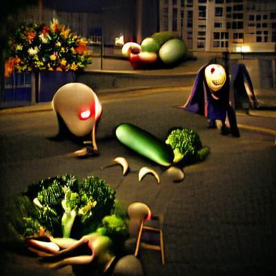 Night of the Living Vegetables: A Surreal Scene