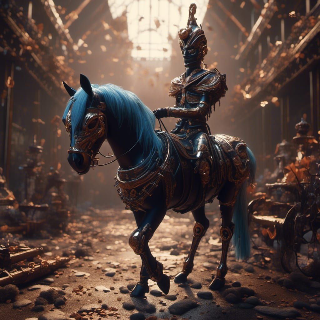 Latex Pony Figure with Harness in Detailed Digital Art