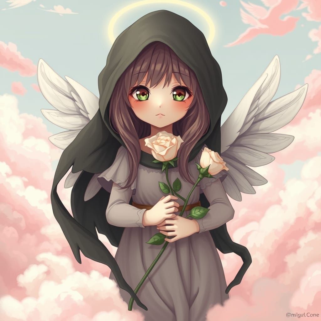 Sweet Death Angel in Pink Clouds, Renaissance Anime Style