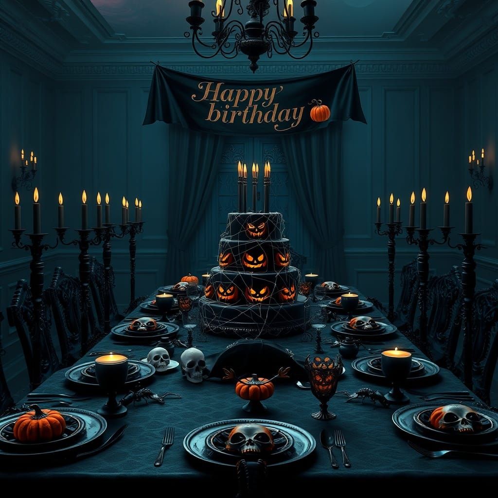 Gothic Dining Room with Halloween Decor