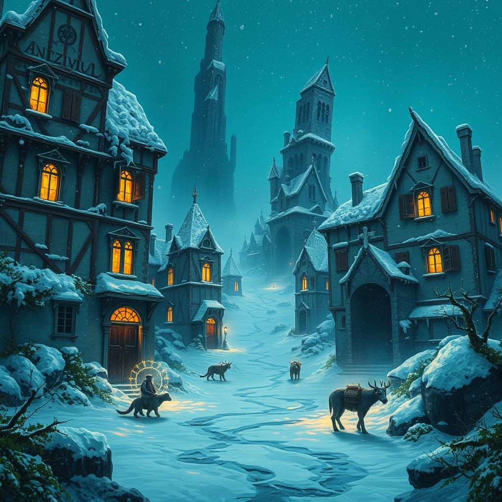 Frozen Monoliths in Midst of Magical Snowstorm