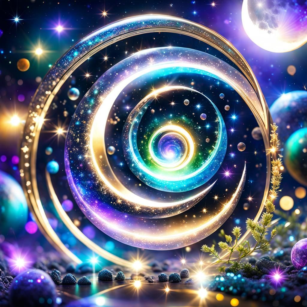 Beautiful Moon Shines in Darkness with Astral Glow