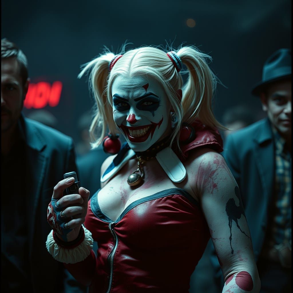 Zombie Harley Quinn Throws Dynamite in Dark Cinematic Scene
