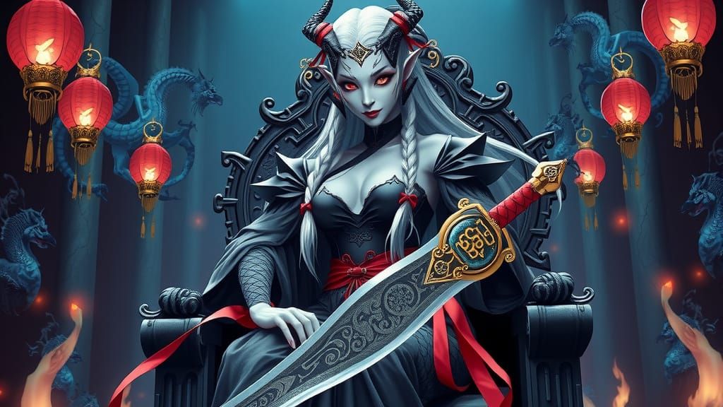 Heavenly Demon on Obsidian Throne in Dark Style