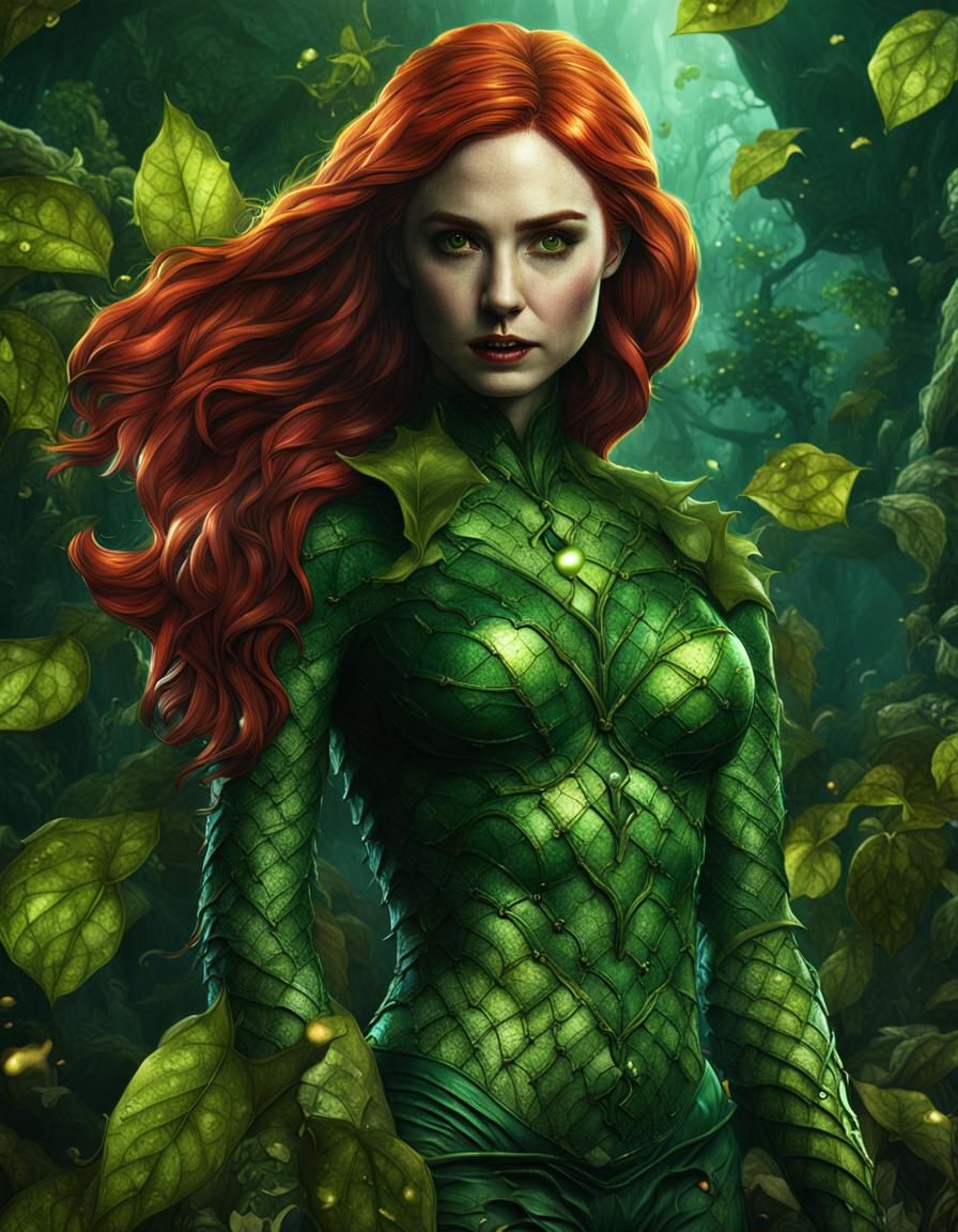 Karen Gillan as Poison Ivy in Detailed Painting