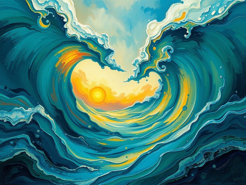 Water World Action Painting in Filmic Style