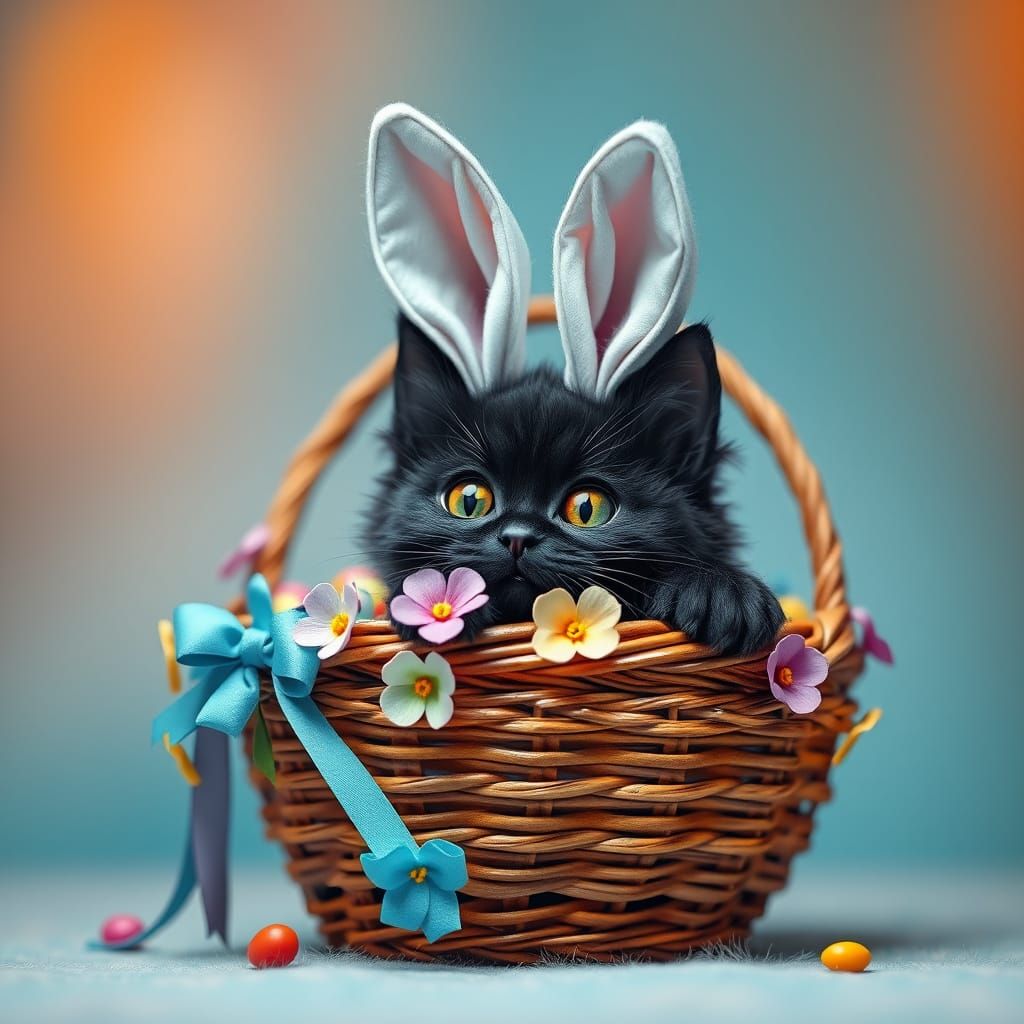 Whimsical Easter Cat with Fantastical Ears