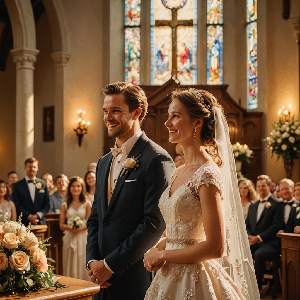 Groom's Perspective at Altar in Golden Light