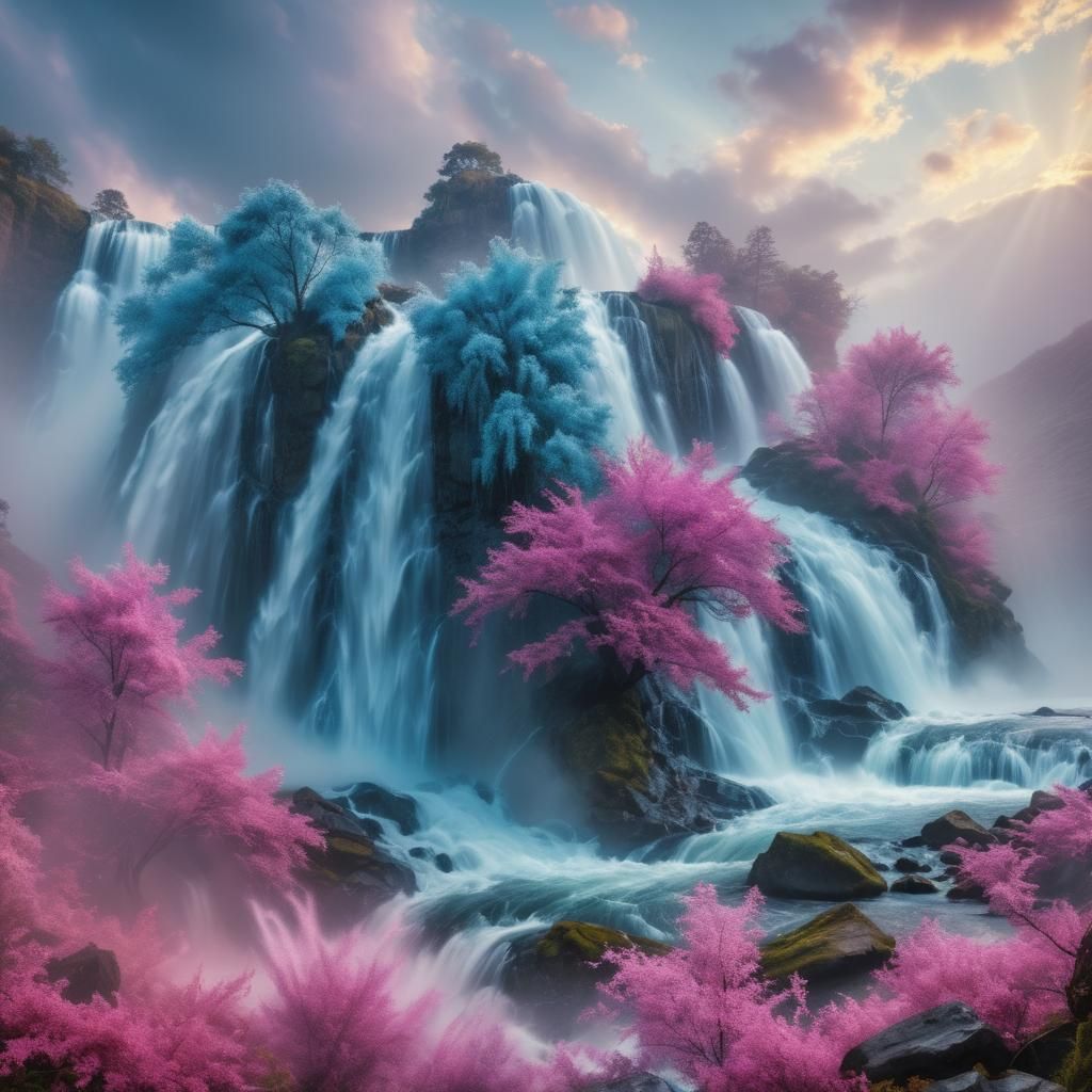 Hyperrealistic Raging Waterfall in Cinematic Style