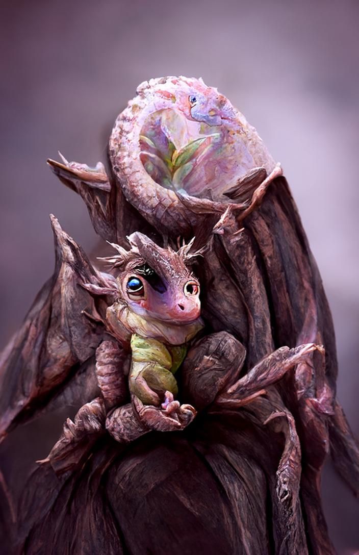 Adorable Baby Dragon Art in Pastel Colors