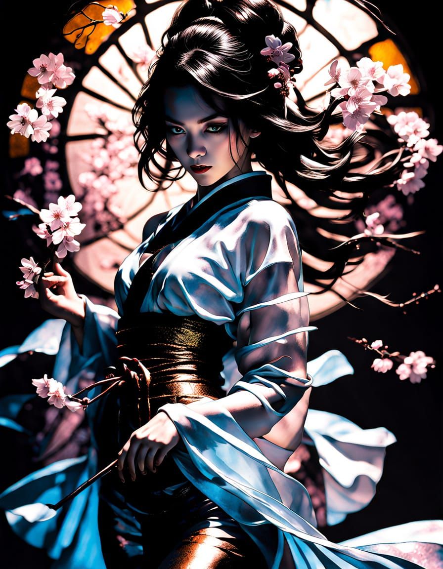 Surreal Iridescent Goddess Emerges from Shadows