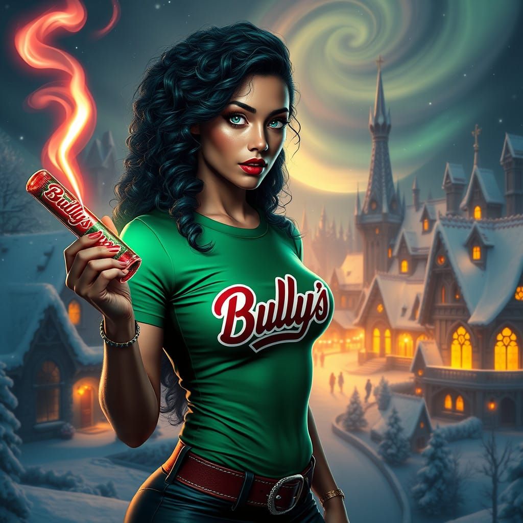 Ethereal Mrs Claus in Cyberpunk Fantasy