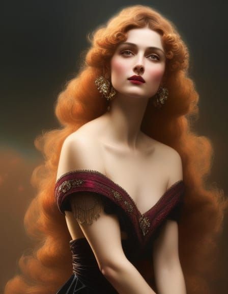 Edwardian Woman Portrait with Dramatic Lighting