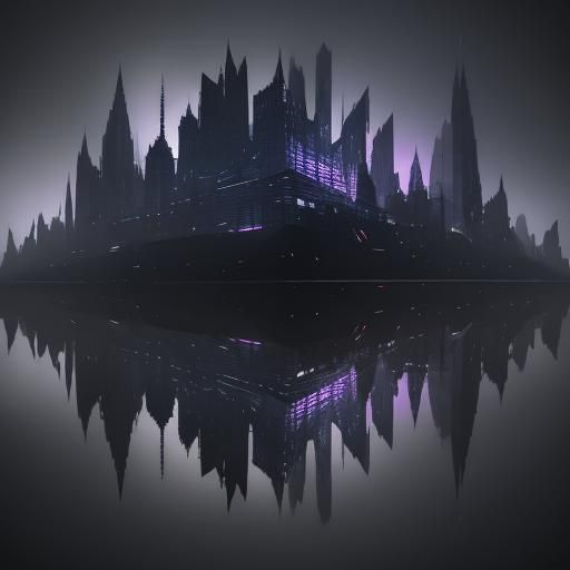 Futuristic Geometric Cityscape in Abstract Cubism Style