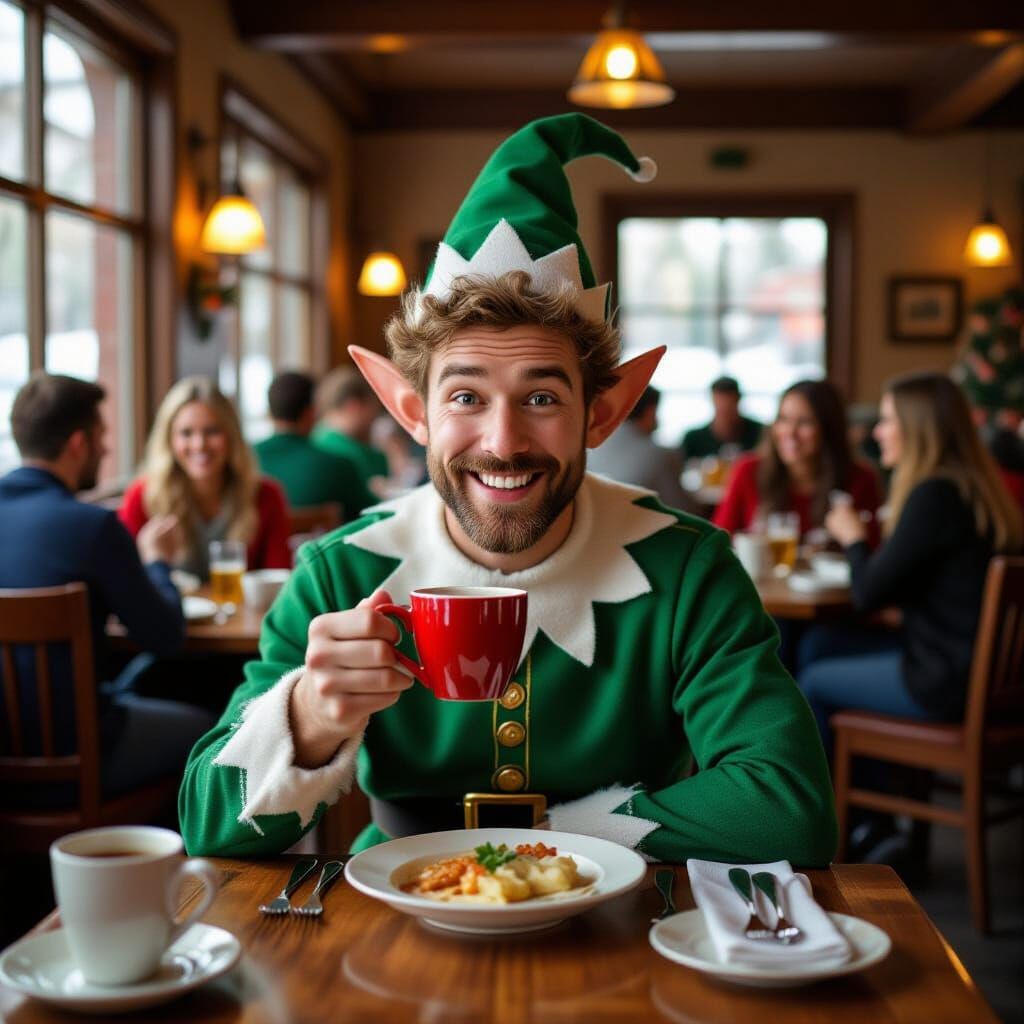 Jovial Elf Enjoying a Meal